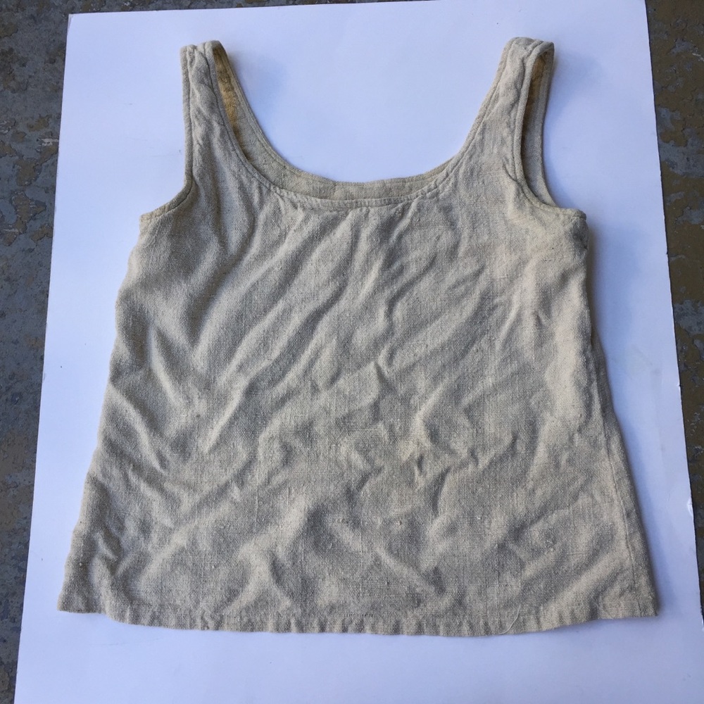 Vintage zeeva linen sustainable oat tan sleeveless tank top S